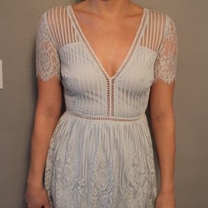 Floral Lace Baby Blue Dress